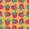 Strawberry drawing pattern. Red juicy berry background