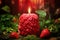 Strawberry Enchanted garden ultra-realistic candle Photo, Cottagecore simple living