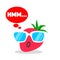 Strawberry face cartoon with emotion sunglasses