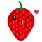 Strawberry face emoji blowing a kiss vector illustration