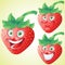 Strawberry face expression cartoon character set