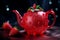 Strawberry fantasy magical fairy teapot Photo, Cottagecore simple living