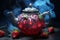 Strawberry fantasy magical fairy teapot Photo, Cottagecore simple living