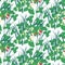 Strawberry field in the forest seamless pattern