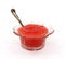 Strawberry flavored applesauce small dish spoon