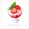 Strawberry fool traditional British light dessert. Delicious parfait made of strawberry and whipped cream.
