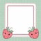 strawberry frame with cute kawaii faces on a polka dot background