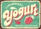 Strawberry frozen yogurt retro sign board design