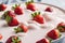 Strawberry fruit Floating in milk, yogurt