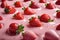 Strawberry fruit Floating in strawberry milk, yogurt, smoothie