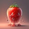 Strawberry fruit monster, funny cartoon character