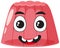 Strawberry gelatine jelly with facial expression