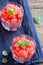 Strawberry granita with mint