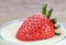 Strawberry in greek yoghurt closed up