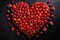 strawberry halves arranged to create a heart shape