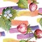 Strawberry healthy food. Watercolour drawing fashion aquarelle isolated. Seamless background pattern.