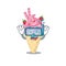 Strawberry ice cream mascot design concept wearing diving glasses