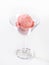 Strawberry ice cream in stemmed glass