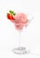Strawberry ice cream in stemmed glass