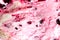 Strawberry ice cream texture. Summer food concept, copy space, top view. Sweet yogurt dessert or berries ice-cream