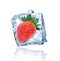 Strawberry in ice cube