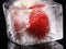 Strawberry in ice cube