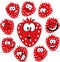 Strawberry icon cartoon with funny faces