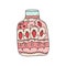 Strawberry jam package, glass jar doodle vector illustration