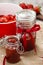 Strawberry jam in preserving glass