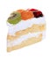 Strawberry, kiwi and orange fruit cake isolated