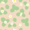 Strawberry leaves and flowers vector seamless pattern