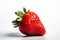 Strawberry with leaves on a white background. 3d illustration Ai generative