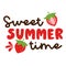 Strawberry lettering for greeting card design, signs, sport illustration. Festive decoration, t shirt design.