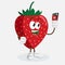 Strawberry Logo mascot with selfie pose