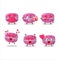 Strawberry macaron cartoon character with love cute emoticon