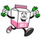 Strawberry Milk Carton Mascot running with Money