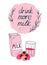 Strawberry milk graphic design , vector illustration with stylish milk box, glasse and pink berry.