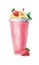 strawberry milkshake in a glass decorated with cream, mint and fresh strawberries hand drawn illustration