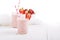 Strawberry milkshake in mason jars