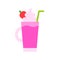 Strawberry milkshake vector illustration, Beverage flat style icon