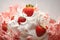 Strawberry milkshake with whipped cream, close-up, Whipped Cream Fantasy, A Strawberry Symphony, AI Generated