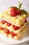 Strawberry millefeuille with cream Patissiere close-up on a plate