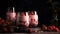 Strawberry mousse in transparent glasses. Yogurt and muesli