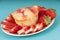 Strawberry Muffin with Strawberries on plate
