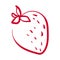 Strawberry outline logo, simple linear design depicting juicy fruit