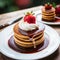 Strawberry pancakes maple syrup dessert