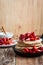 Strawberry  pancakes,  summer brunch rural table