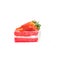 Strawberry piece of cake on white background, sweet