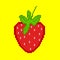 A strawberry pixel art 8 bit video game style fruit icon. Pixel art. Pixel art of Strawberry in yellow background.