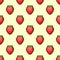 Strawberry pixel art pattern seamless. 8 bit Red Berry pixelated background